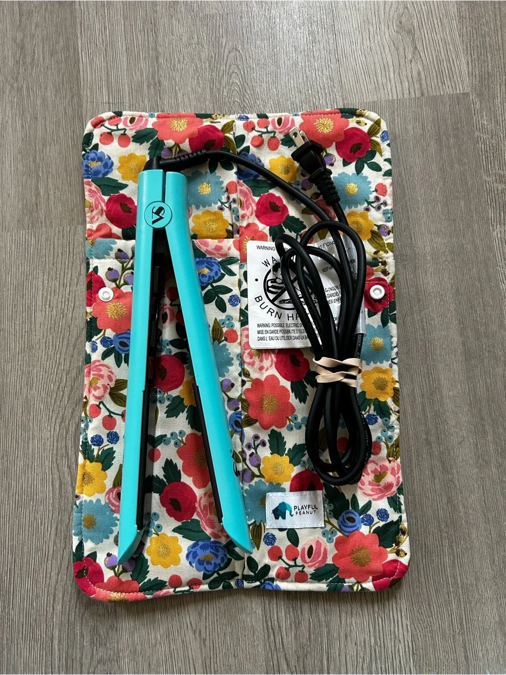 Playful Peanut Floral Hair Tool Holster Hair Straightener Curler Case Wrap Pouch